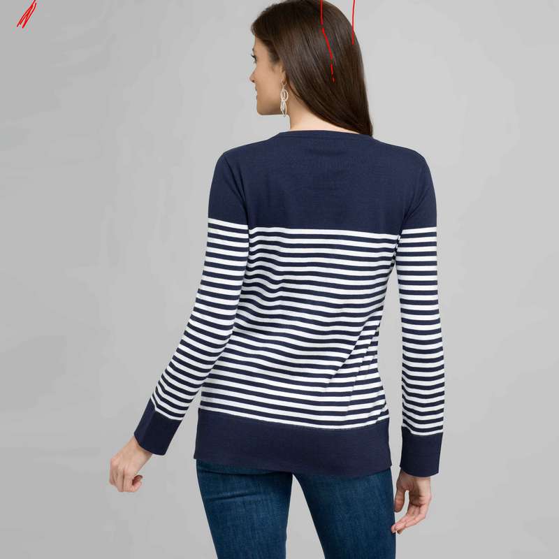 Navy and White Striped Cardigan, swiss navy & white, large image number 1